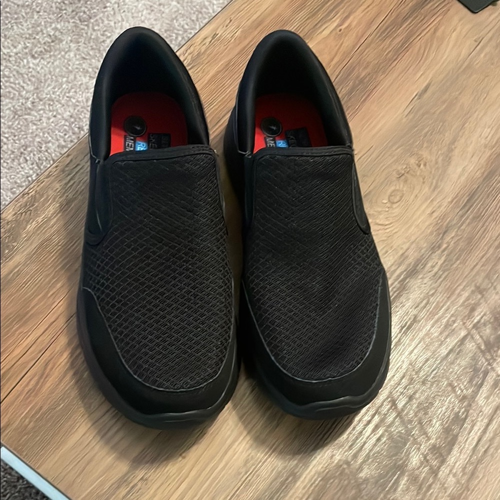 Skechers Black Loafers with Breathable Mesh and Cushioned Sole